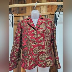 Elegant Red and Gold Women's Blazer